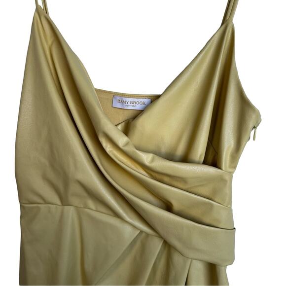 Ramy Brook Sonnet Faux Leather Mini Dress in Pale Yellow - Picture 4 of 7